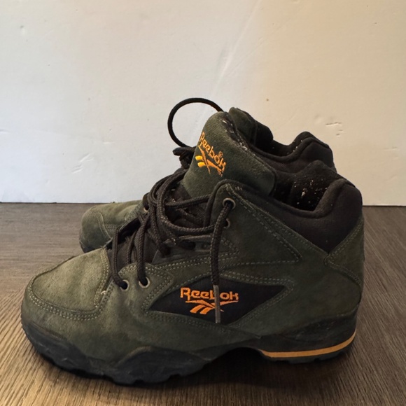 Vintage Reebok Virazon II Leather Hiking Sneakers Shoes 1990s Green Suede SIZE 8 - Picture 6 of 8